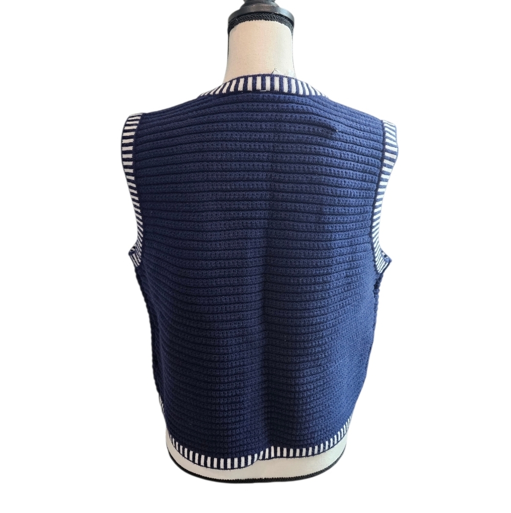Joie Navy and White Buttoned Knit Nautical Sweater Vest NEW Womens - Picture 6 of 7